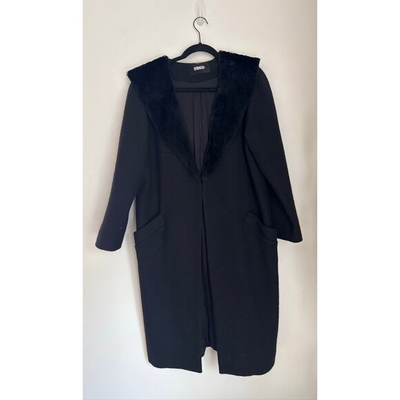 Reformation Raven Overcoat with Faux Fur Collar - Black, Size M - Picture 4 of 8